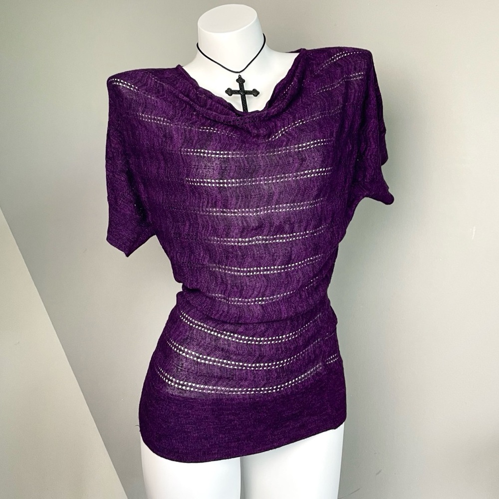 Vintage Purple Short Sleeves Knit Top